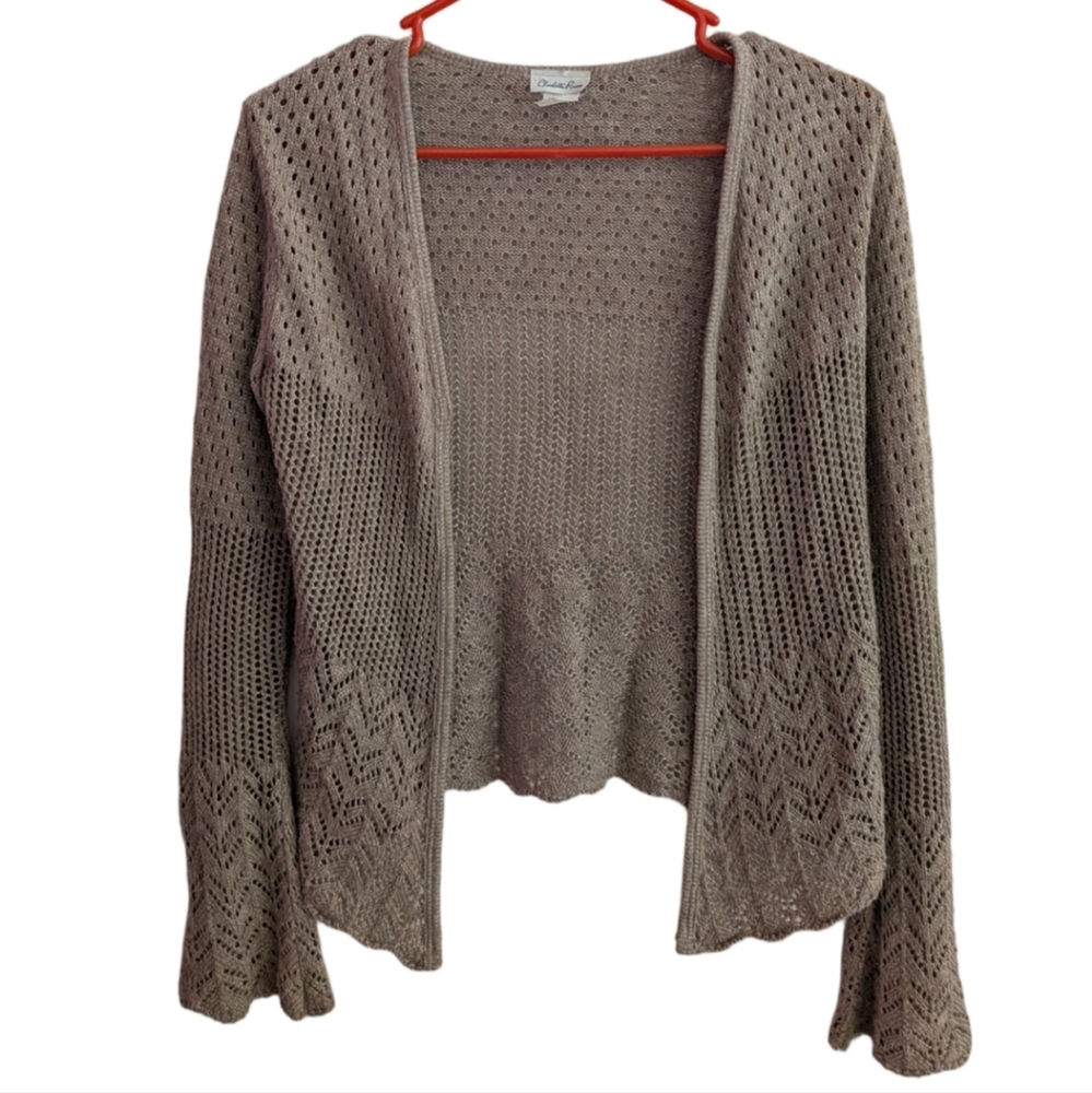 Women's Charlotte Russe Taupe Open Knit Cardigan Sweater